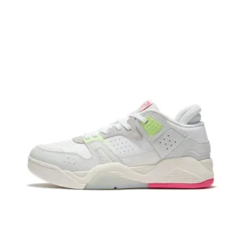 LiNing Non slip Wear resistant Shock Absorption Low Top Vintage Basketball Shoes Women's Gray Green Red
