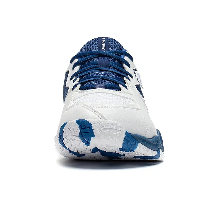 LiNing Sound Waves 2 Cushioned Slip Resistant Abrasion Resistant Low Top Badminton Shoes Unisex White Dark Blue-4