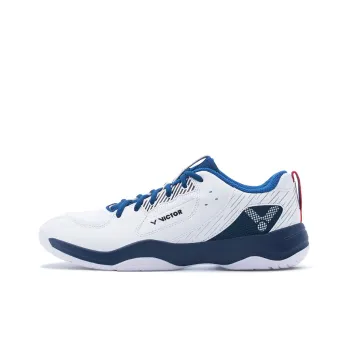 VICTOR Cushioning Anti Slip And Wear Resistant Breathable Support Low Top Badminton Shoes Unisex White Nautical Blue
