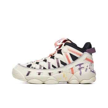 FILA FUSION Spaghetti Anti Slip Wear Resistant High Top Vintage Basketball Shoes Women's White Purple Orange