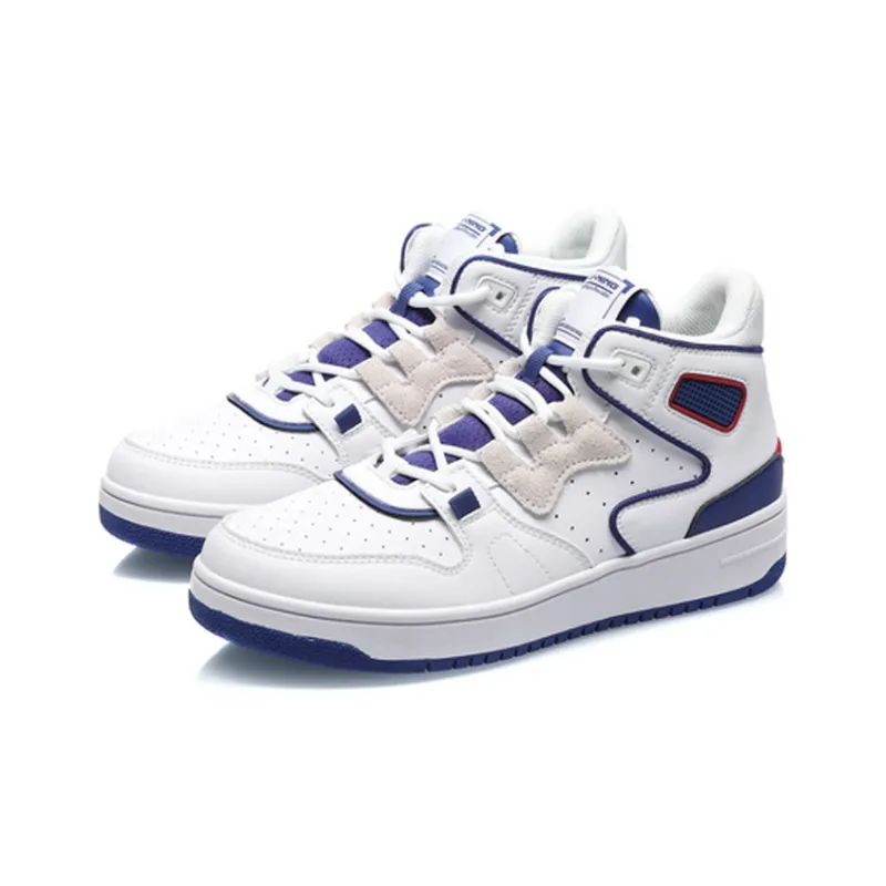 LiNing Attack 2020 Cushioning Anti-Slip And Wear-Resistant Mid-Top Vintage Basketball Shoes Women's White Blue-2