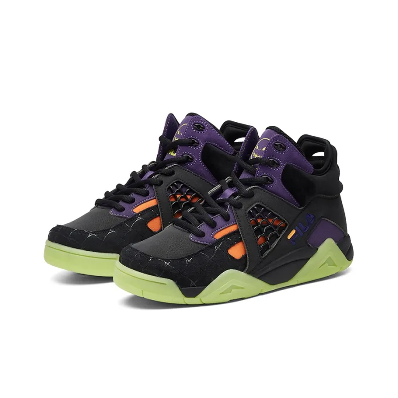 FILA FUSION Cage Vintage Basketball Shoes Women's Mid Top Black/Purple/Green-2