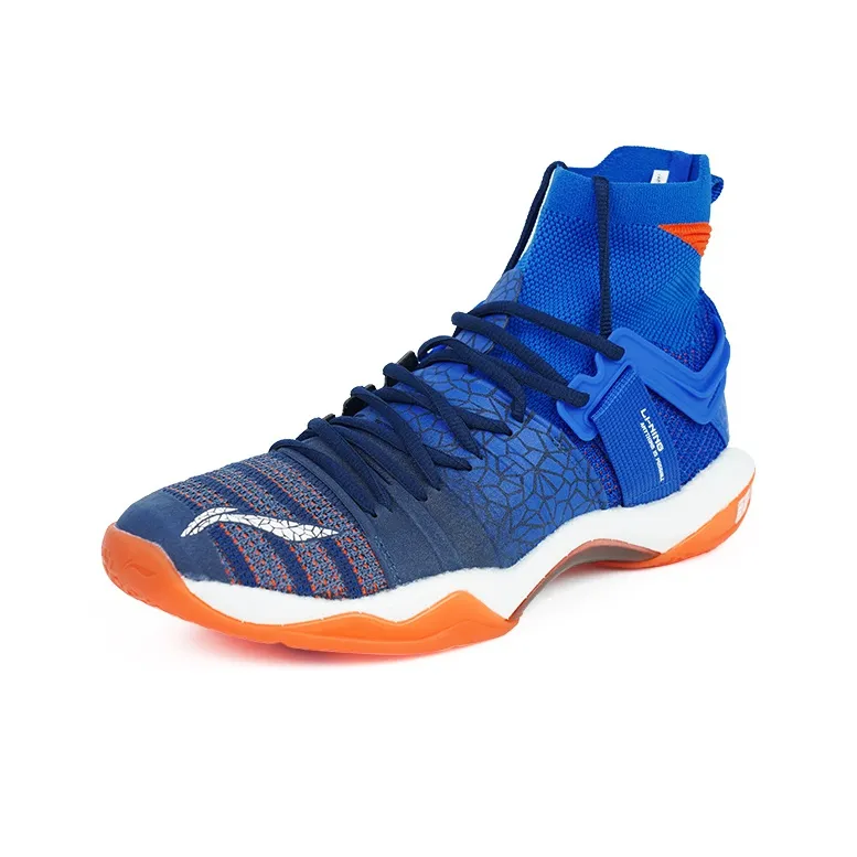 LiNing Roar II Cushioned Slip Resistant Abrasion Resistant High Top Badminton Shoes Deep Prussian Blue-1