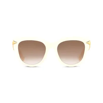 LOUIS VUITTON Plate And Metal Irregular Shape Sunglasses Women's Light Yellow