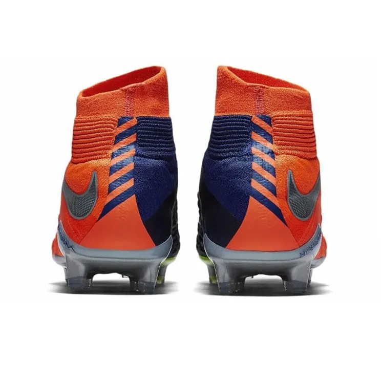 Nike HypervenomX Phantom 3 FG Rubber Long Studs Anti Slip Wear Resistant Soccer Shoes Men's Orange-4