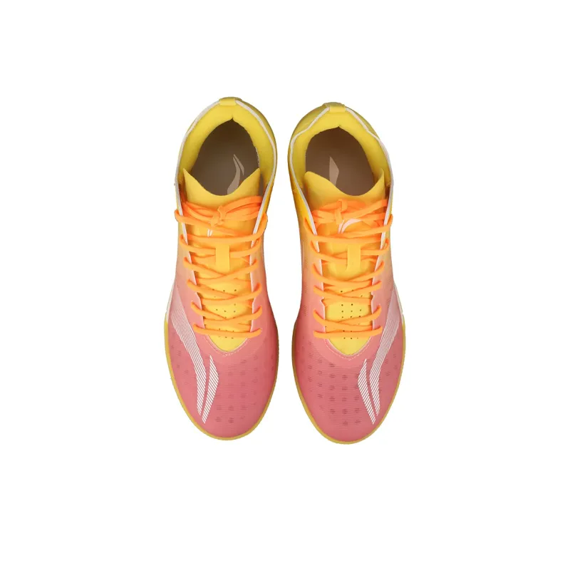 LiNing TF Rubber Broken Studs Artificial Ground Anti Slip Wear Resistant Soccer Shoes Men's Red Orange Yellow-3