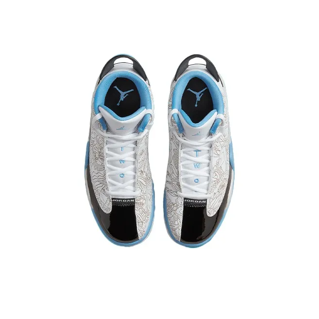 Jordan Dub Zero Mid-Top Vintage Basketball Shoes GS White Black Blue-3