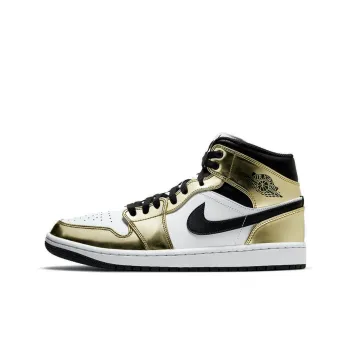 JORDAN 1 Mid Metallic Gold Black White