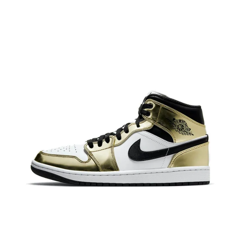 JORDAN 1 Mid Metallic Gold Black White-0