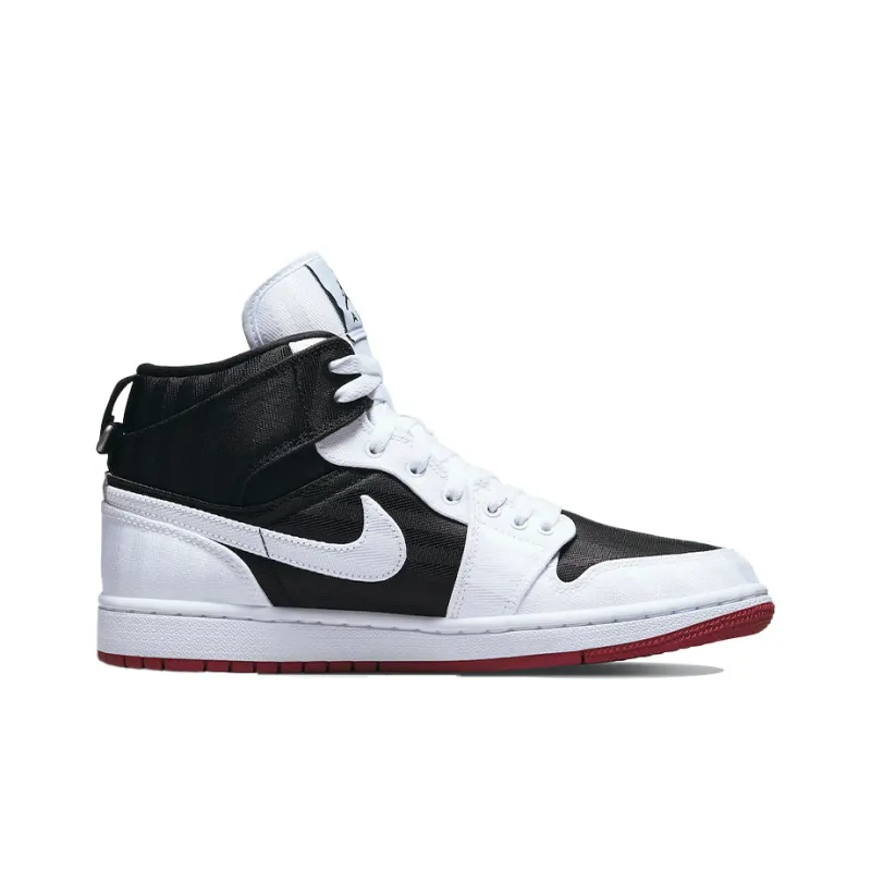 Jordan 1 Mid Se Utility Canvas White Black Gym Red Women's-1
