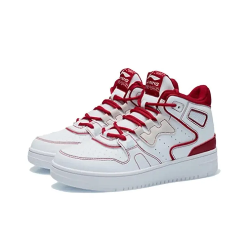LiNing Attack 2020 Cushioning Anti Slip And Wear Resistant Rebound Mid Top Vintage Basketball Shoes Women's Red White-2