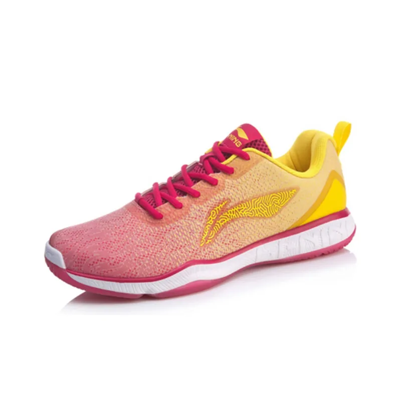 LiNing Anti Slip Wear Resistant Breathable Lightweight Low Top Badminton Shoes Unisex Rose Red-2