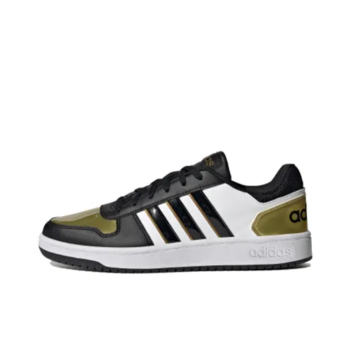 Adidas Neo Hoops 2.0 Vintage Basketball Shoes Men Low-Top Black/White Green