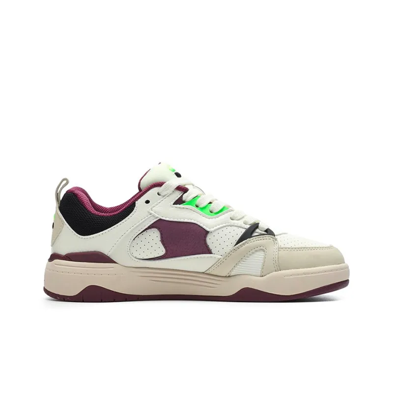 FILA FUSION Smash Cushioning Anti Slip And Wear Resistant Low Top Vintage Basketball Shoes Women's White Purple-1