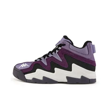 Kappa Cushioning Anti Slip And Wear Resistant High Top Vintage Basketball Shoes Unisex Purple Black White