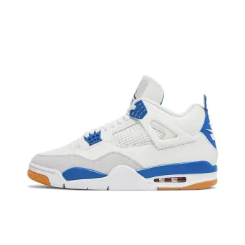 Nike SB x Jordan Air Jordan 4 Cushioned Slip Resistant Mid Top Vintage Basketball Shoes Men's White Blue