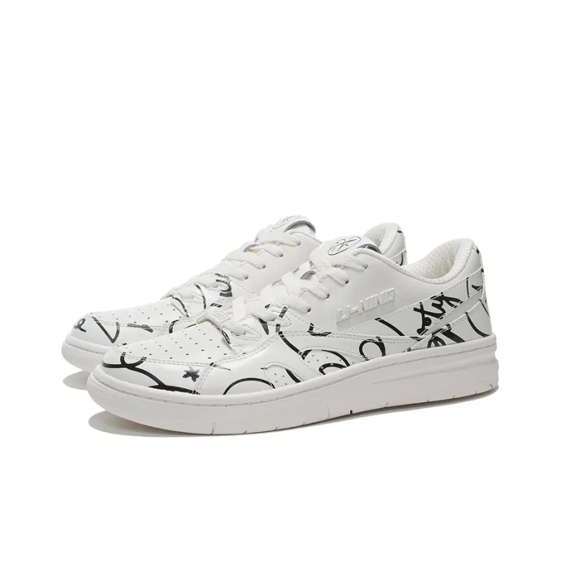 DFT LiNing Wade Collection Cushioning Anti Slip And Wear Resistant Low Top Vintage Basketball Shoes White Black-2