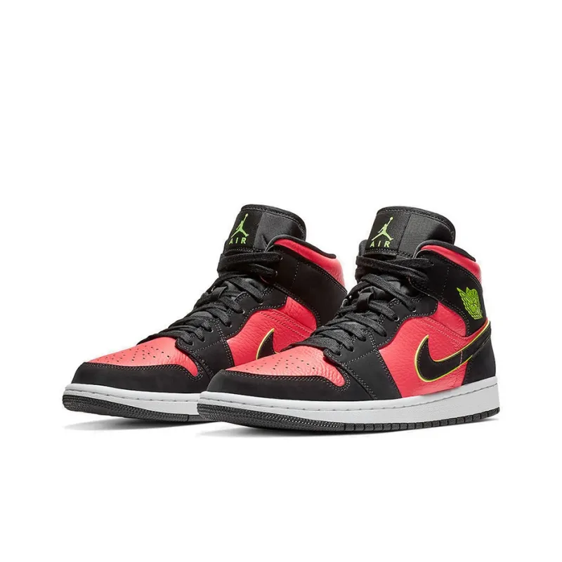 Jordan 1 Mid Black Hot Punch Women's-2