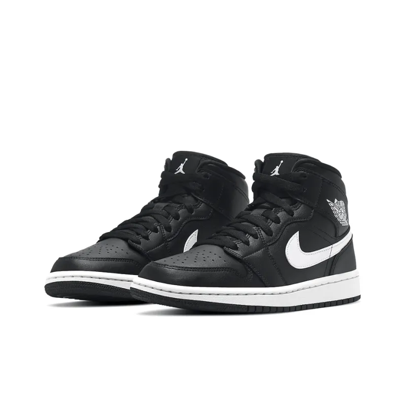 Jordan 1 Mid Black White Women's-2