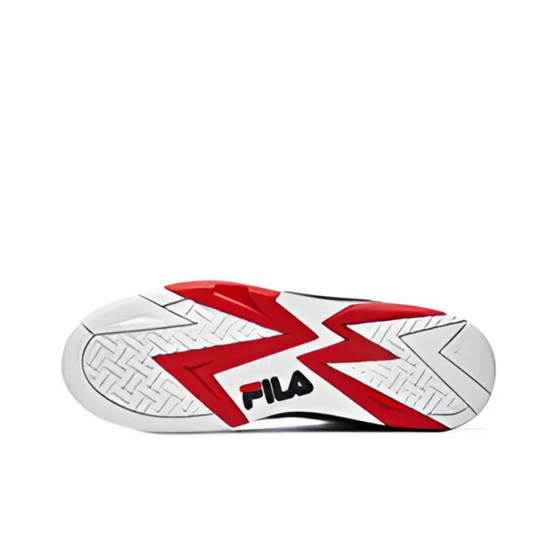 FILA Cage Wear-Resistant High-Top Vintage Basketball Shoes Women's White Blue-3
