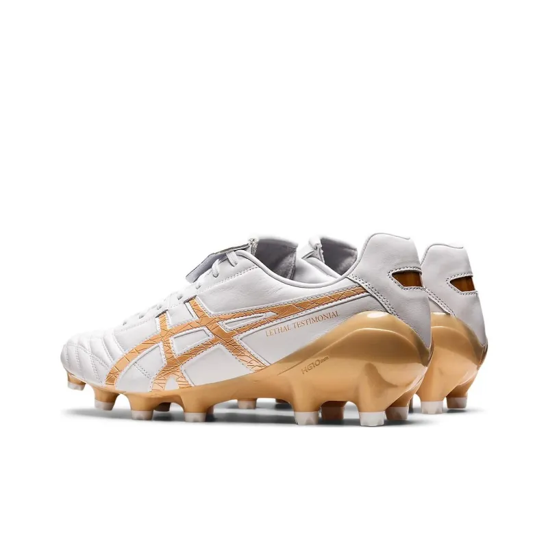 Asics Gel Lethal Testimonial 4 IT Durable Breathable Soccer Shoes Men's White Gold-3