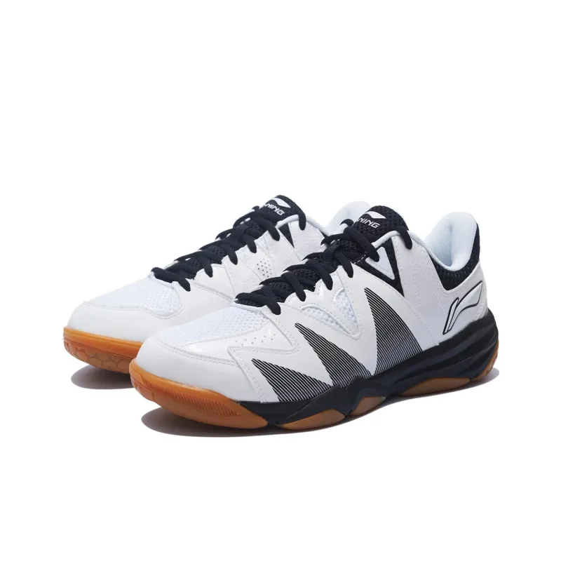 LiNing Racetrack Encounter Anti Slip Wear Resistant Low Top Badminton Shoes Men's Black White-2