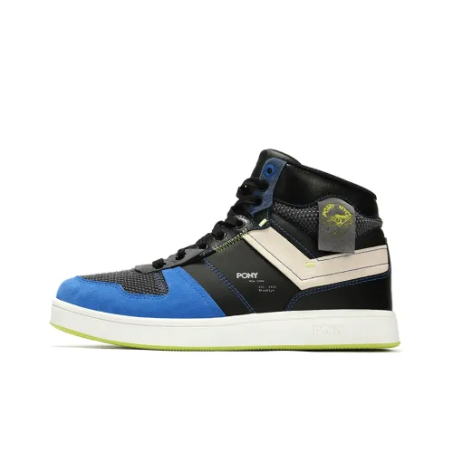 Pony Vintage Basketball Shoes Unisex High-Top Black/Blue