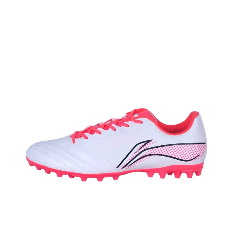 LiNing Shadow Cushioned Anti-Slip And Wear-Resistant Lightweight Soccer Shoes Men's White Red-0