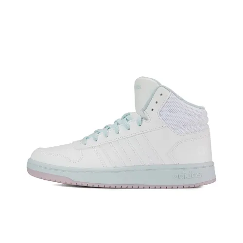 Adidas Neo Hoops 2.0 Vintage Basketball Shoes Women's Mid-Top White/Light Blue