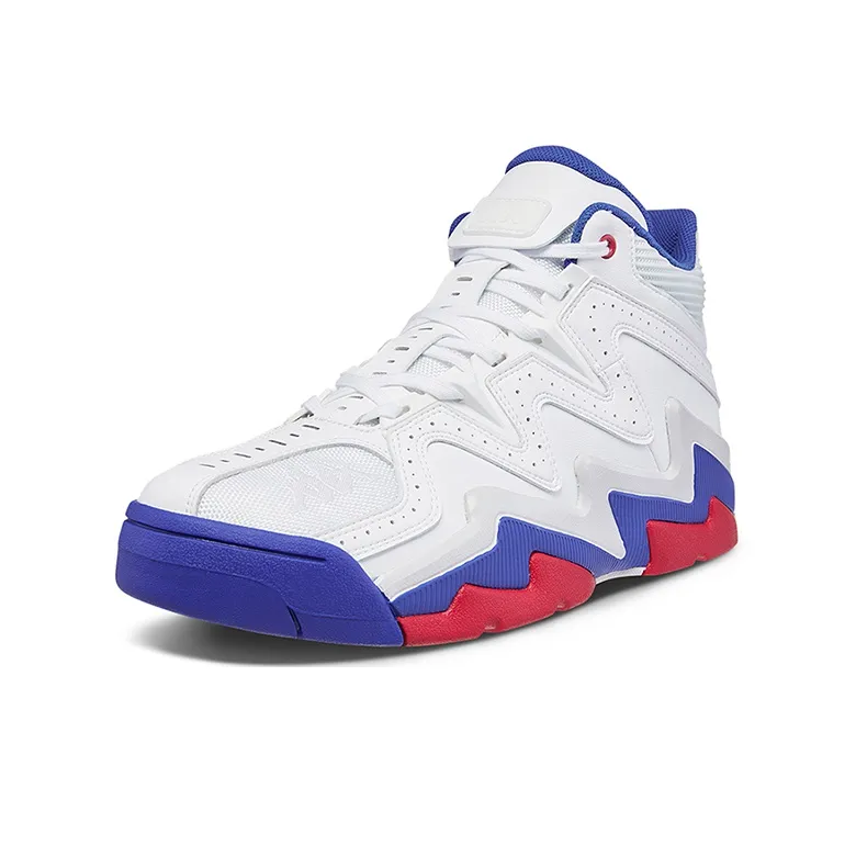 Kappa Cushioned Slip Resistant Mid Top Vintage Basketball Shoes Men's White Blue-1