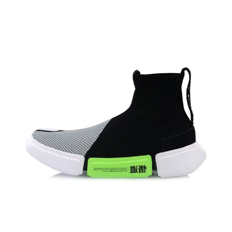 LiNing Essence 2 Breathable, Lightweight Coverage High Top Vintage Basketball Shoes Men's Black Gray Green-0