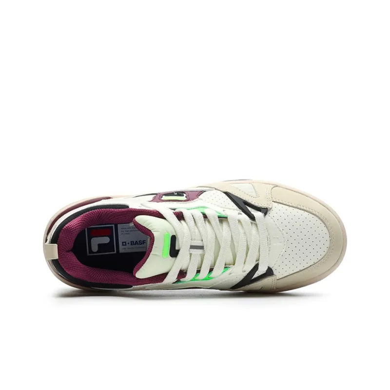 FILA FUSION Smash Cushioning Anti Slip And Wear Resistant Low Top Vintage Basketball Shoes Women's White Purple-2