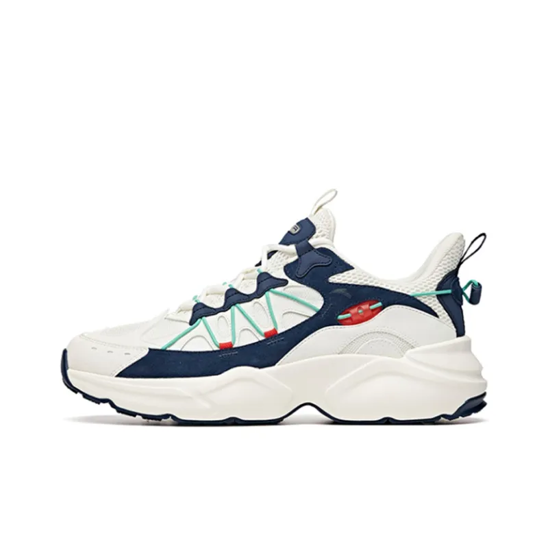 Anta Variety Training Collection Slip Resistant Cushioning Low Top Training Shoes Men's White Blue-0