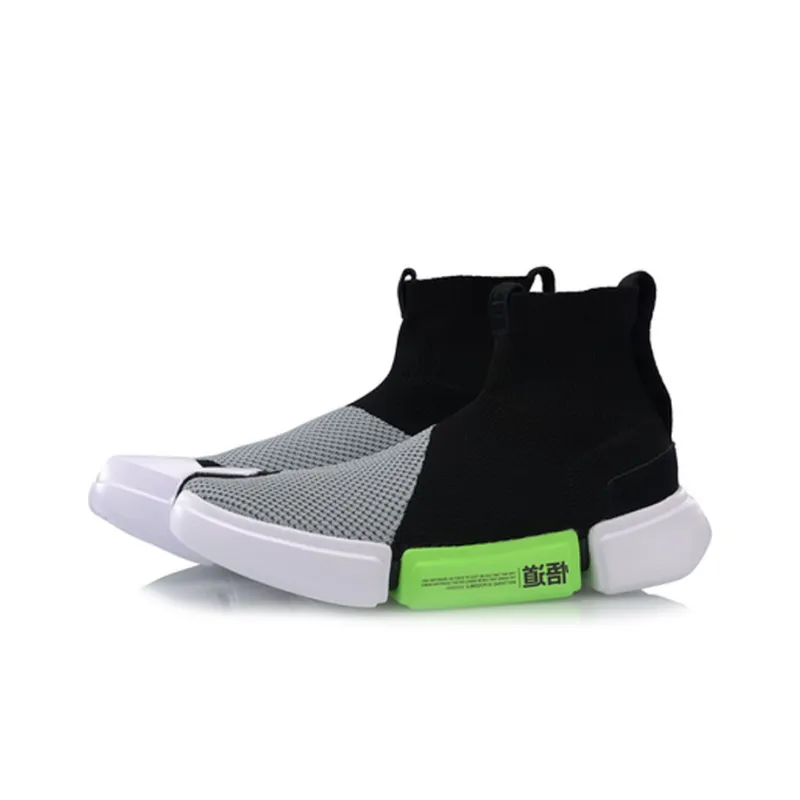 LiNing Essence 2 Breathable, Lightweight Coverage High Top Vintage Basketball Shoes Men's Black Gray Green-2