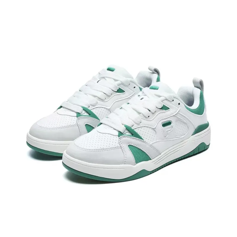 FILA FUSION Smash Cushioning Anti Slip And Wear Resistant Low Top Vintage Basketball Shoes Men's White Green-1