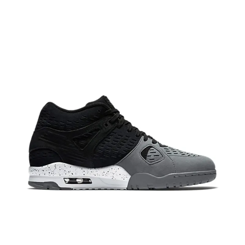 Nike Air Trainer 3 Cushioned Anti Slip And Wear Resistant Lightweight Mid Top Vintage Basketball Shoes Men's Black Gray-1