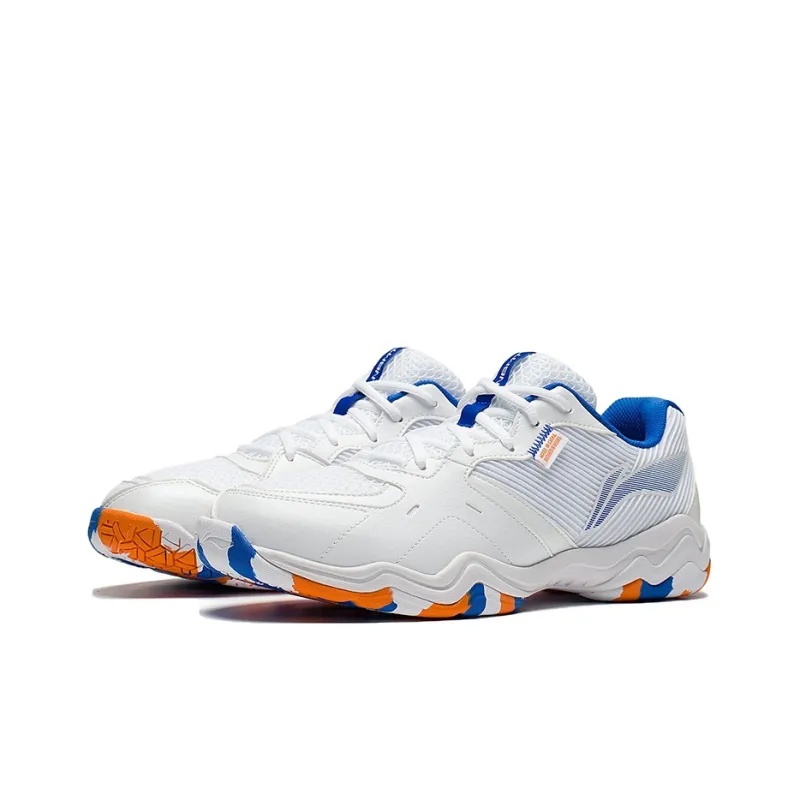 LiNing Sound Waves 2 Generations Cushioned Slip Resistant Abrasion Resistant Low Top Badminton Shoes Unisex White Blue-2