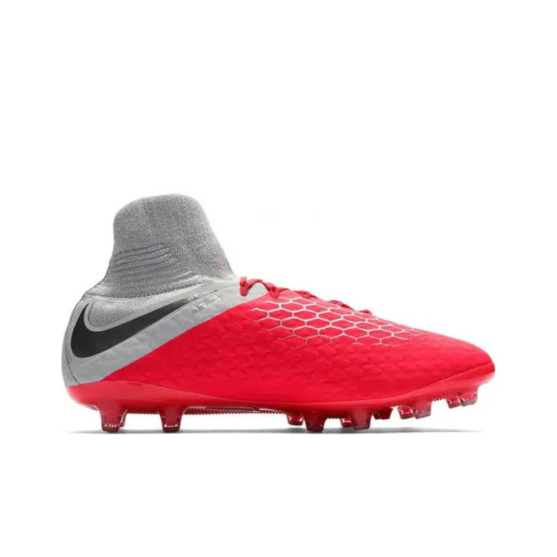 Nike Hypervenom Phelon AG Rubber Short Studs Artificial Ground Anti Slip Wear Resistant Soccer Shoes Men's Red Gray-1