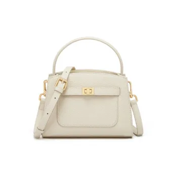 DEERE JACK Cow Leather Kelly Bag, Handbag, Shoulder Bag Tubas Women's White/Brown