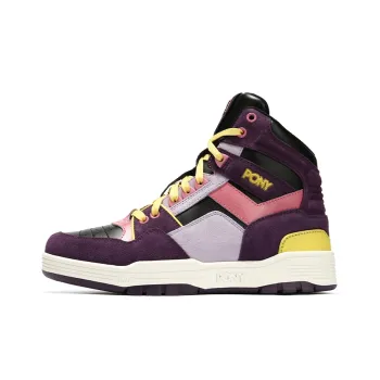 PONY Casual Sports Wear Resistant High Top Vintage Basketball Shoes Unisex Dark Purple