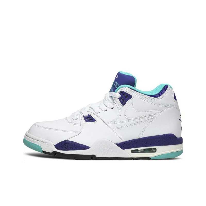 Nike Air Flight 89 'Grape' Cushioned Slip Resistant Mid Top Vintage Basketball Shoes Men's White Blue-0