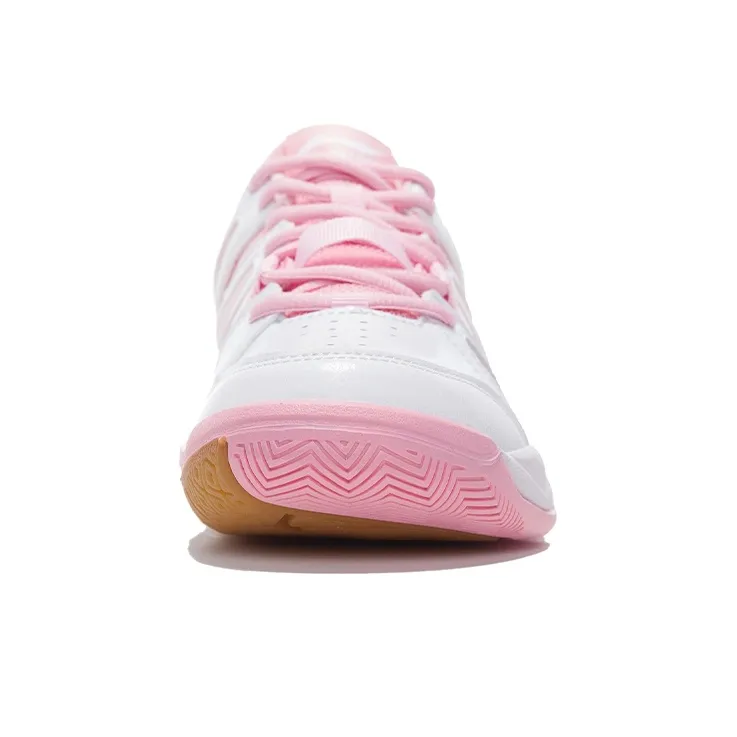 LiNing Cushioning Anti-Slip Wear-Resistant Breathability Low-Top Badminton Shoes Women's White Pink-4