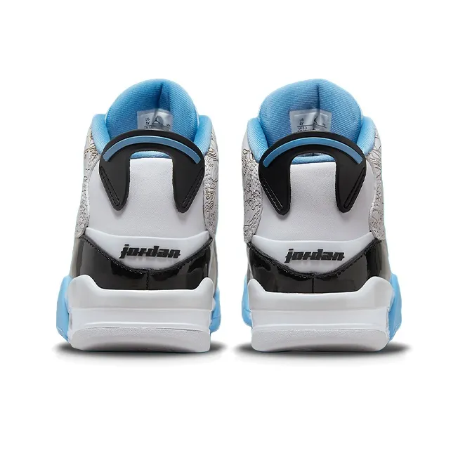 Jordan Dub Zero Mid-Top Vintage Basketball Shoes GS White Black Blue-4
