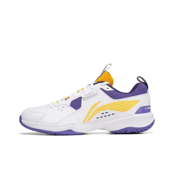 LiNing Ace V Collection Cushioned Slip Resistant Abrasion Resistant Low Top Badminton Shoes Unisex White Purple