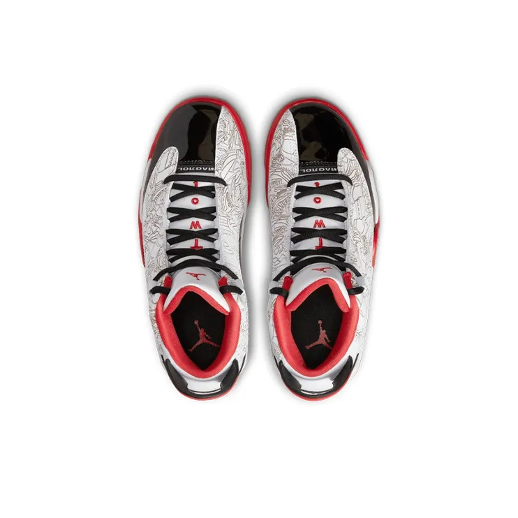 JORDAN Dub Zero Vintage Basketball Shoes Women's High Top Black White Red-2