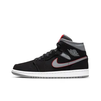 JORDAN 1 Mid Black Particle Grey Gym Red