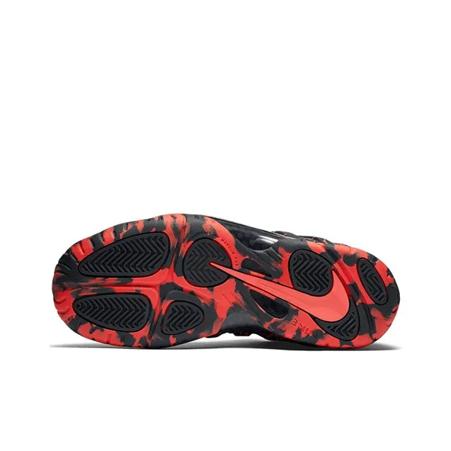 Nike Foamposite One Non slip Lightweight Mid Top Vintage Basketball Shoes Unisex Black Red-4