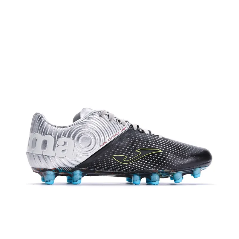 Joma FG Rubber Long Studs Artificial Ground Anti Slip Wear Resistant Soccer Shoes Men's Black Silver-1