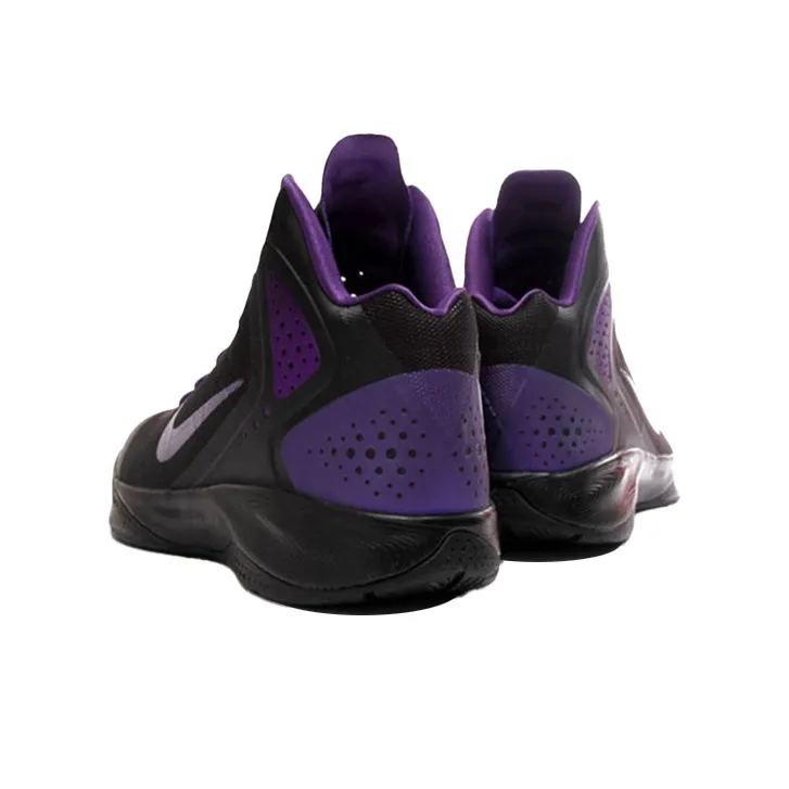 Nike Zoom Hyperenforce Cushioning Anti-Slip And Wear-Resistant Mid-Top Vintage Basketball Shoes Men's Black Purple-2