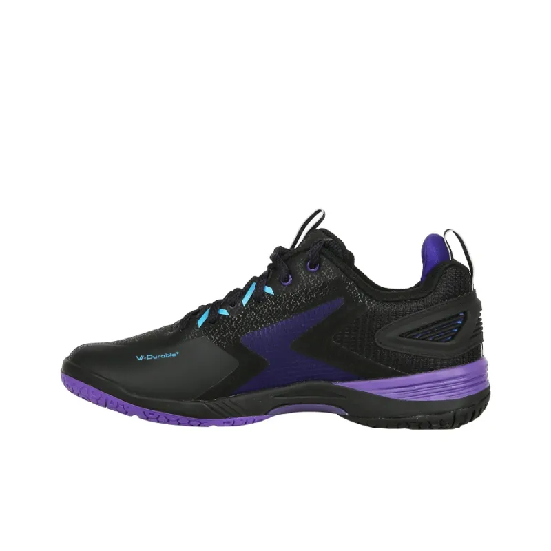 VICTOR Cushioning, Slip Resistant, Abrasion Resistant, Breathable Coverage Low Top Badminton Shoes Unisex Black Purple-1